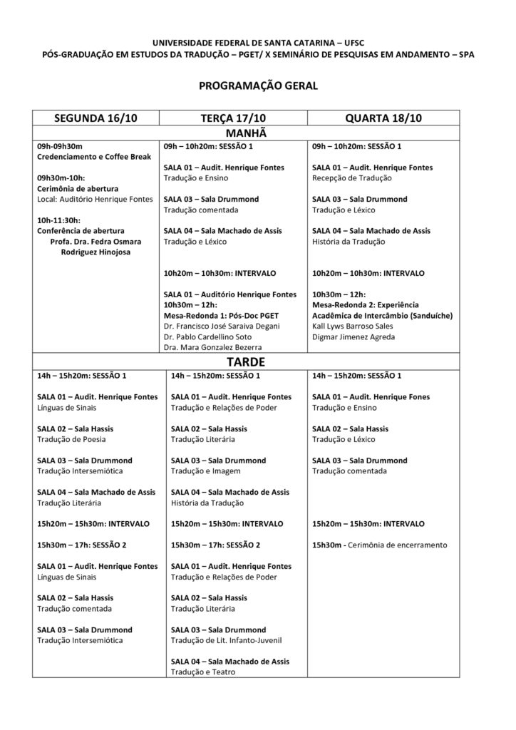 Programação X SPA 2017